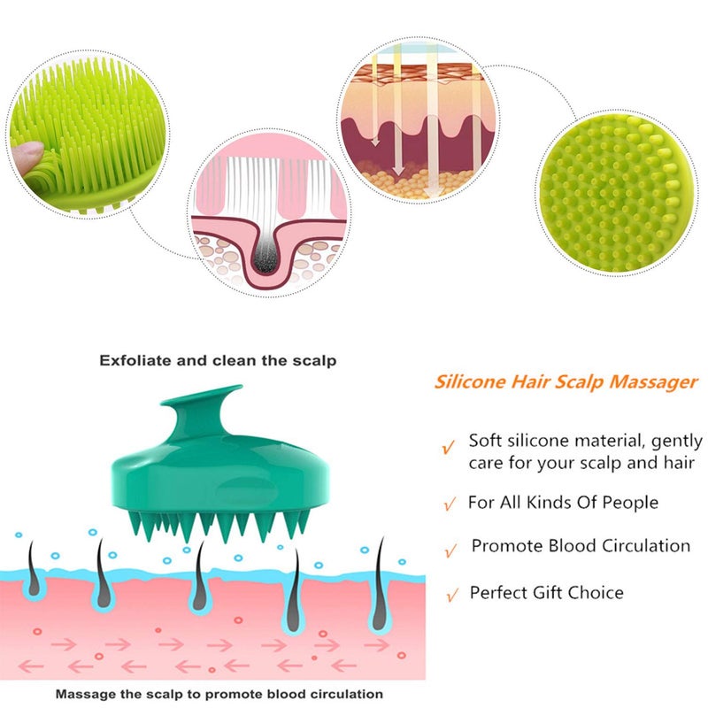 Cinlitek Silicone Body Scrubber & Scalp Massager - Long Handle Back Brush for Shower, Exfoliating Scrubber, Hair Dandruff Shampoo Brush for Men, Women & Kids - Image 4